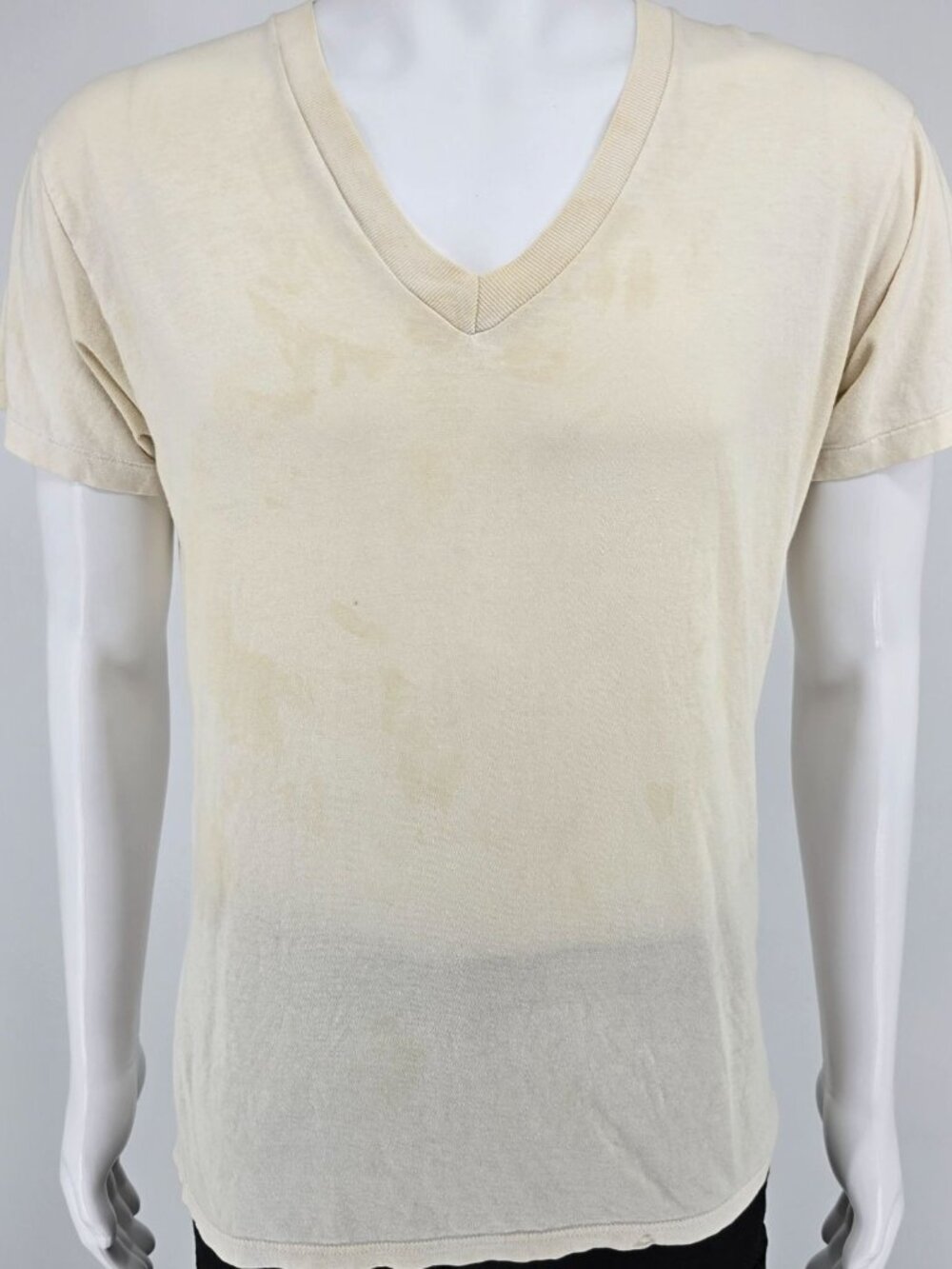 Distressed Vintage 1990s Newton Trading Co. Blank V-Neck Cotton T-Shirt (M)